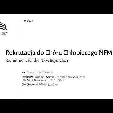 Rekrutacja do Chóru Chłopięcego NFM